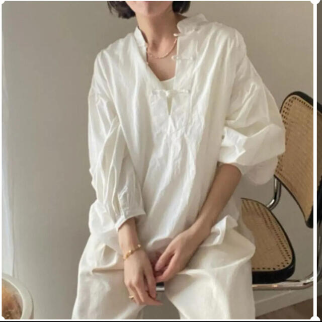 SeaRoomlynn(シールームリン)のシールームリン コットンWASHマオカラーシャツ ホワイト レディースのトップス(シャツ/ブラウス(長袖/七分))の商品写真