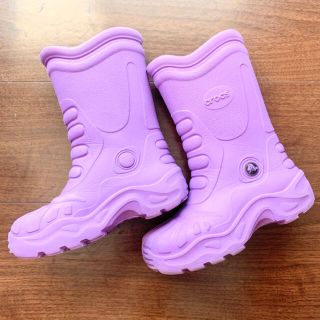 クロックス(crocs)のcrocs レインブーツ 17.5〜18cm 男女OK パープル(長靴/レインシューズ)