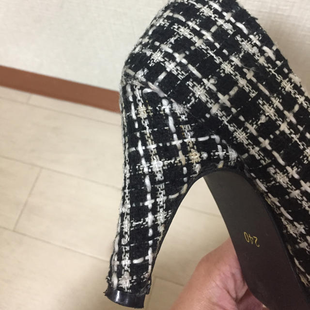 GRL(グレイル)のツイード パンプス Ｌサイズ 黒 白 レディースの靴/シューズ(ハイヒール/パンプス)の商品写真