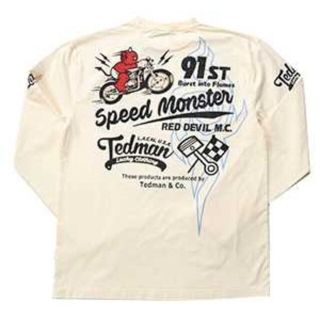 テッドマン(TEDMAN)のﾃｯﾄﾞﾏﾝ/ﾛﾝT/ﾎﾜｲﾄ/TDLS-341/ｴﾌ商会/ｶﾐﾅﾘﾓｰﾀｰｽ(Tシャツ/カットソー(七分/長袖))