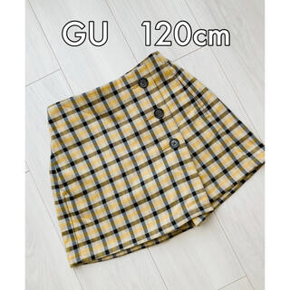 ジーユー(GU)のGU キッズチェックキュロットスカート 120cm ラップスカート風(スカート)