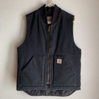 カーハート(carhartt)のカーハートダックベスト　美品　黒色ダック生地　ワークベスト(ベスト)