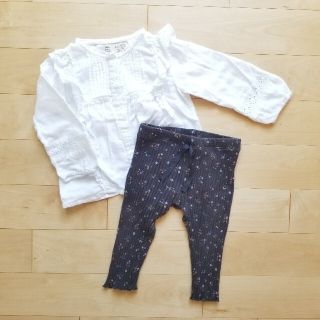 ザラキッズ(ZARA KIDS)のZARA BABY 白ブラウス　花柄レギンス(ブラウス)