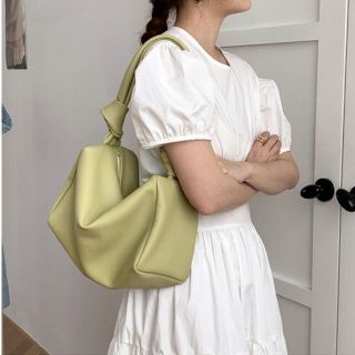 スクエア型　knot bag ノットバッグ　※グリーン(ショルダーバッグ)