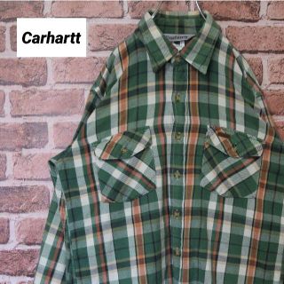 カーハート(carhartt)の《カーハート》グリーン系チェック柄　ワンポイントタグ　Mサイズ　ネルシャツ(シャツ)