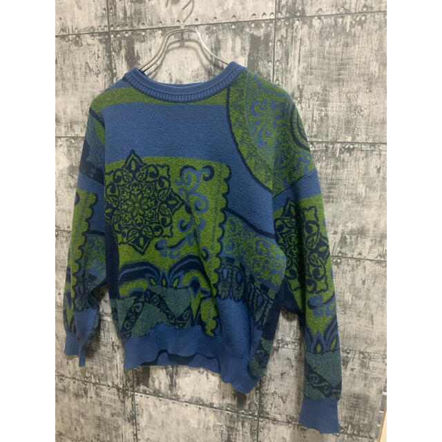 ART VINTAGE(アートヴィンテージ)の【90s】vintage Knit sweater ニット　セーター　総柄アート メンズのトップス(ニット/セーター)の商品写真