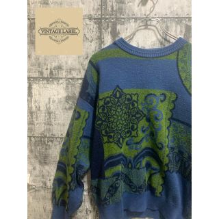 アートヴィンテージ(ART VINTAGE)の【90s】vintage Knit sweater ニット　セーター　総柄アート(ニット/セーター)