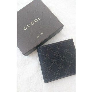 グッチ(Gucci)の【GUCCI】新品未使用 二つ折り財布 GG柄 キャンバス×レザー(折り財布)