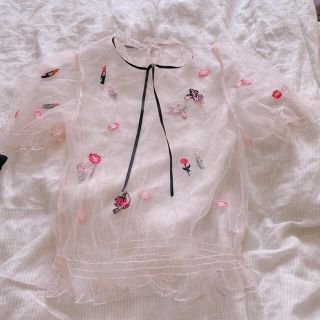 スワンキス(Swankiss)の刺繍🦄シフォンブラウス(シャツ/ブラウス(半袖/袖なし))