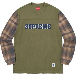 シュプリーム(Supreme)のL オリーブ Supreme Plaid Sleeve L/S Top 新品(Tシャツ/カットソー(七分/長袖))