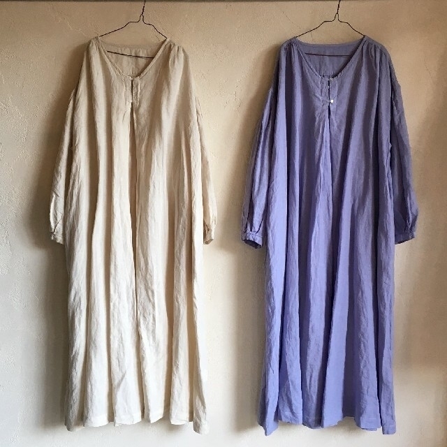 nest Robe(ネストローブ)のネストローブ♡リネンVネックフロントタックワンピース レディースのワンピース(ロングワンピース/マキシワンピース)の商品写真