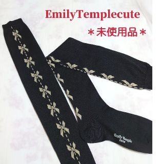 エミリーテンプルキュート(Emily Temple cute)の未使用美品◆EmilyTemplecute　リボン柄オーバーニーソックス　靴下(ソックス)