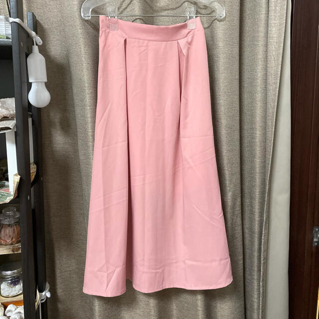 ピンク膝下フレアスカート レディースのスカート(ひざ丈スカート)の商品写真