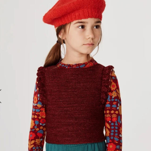 Caramel baby&child (キャラメルベビー&チャイルド)のMisha &  Puff  FIORA vest cranberry 6-7y キッズ/ベビー/マタニティのキッズ服女の子用(90cm~)(ニット)の商品写真