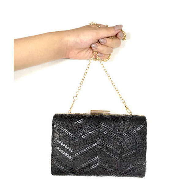 【在庫処分SALE】マットスパンコール クラッチバッグ〈Black〉 レディースのバッグ(クラッチバッグ)の商品写真