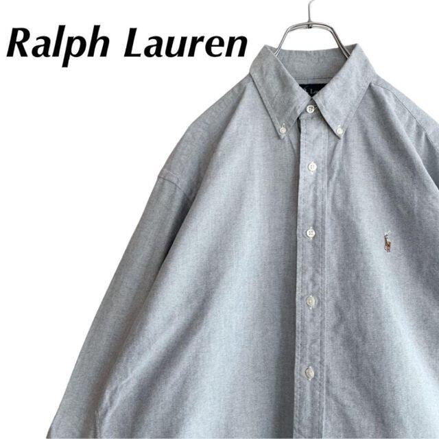 ラルフローレン 刺繍ロゴ 無地 長袖 オックスフォード BDシャツ メンズ