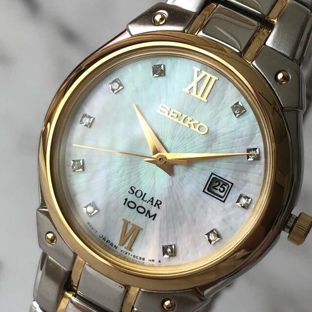 7mmムーブメント型式【新品】セイコー SEIKO ツートーン ソーラー 腕時計 レディース ダイヤ