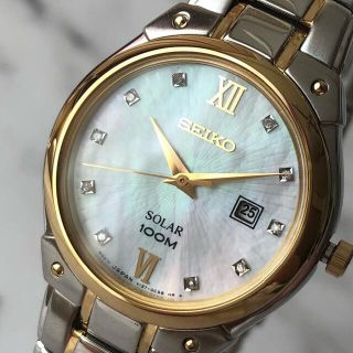 セイコー(SEIKO)の【新品】セイコー SEIKO ツートーン ソーラー 腕時計 レディース ダイヤ(腕時計)