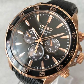 セイコー(SEIKO)の【新品】セイコー SEIKO ローズゴールドカラーのソーラー仕様 メンズ腕時計(腕時計(アナログ))