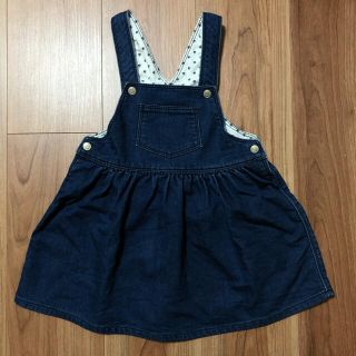 プチバトー(PETIT BATEAU)のプチバトー デニム風 スウェット ジャンパースカート 24m 90(ワンピース)