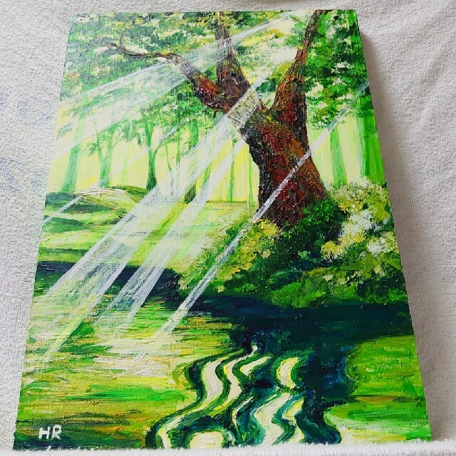 油絵 絵画【新緑の光】-