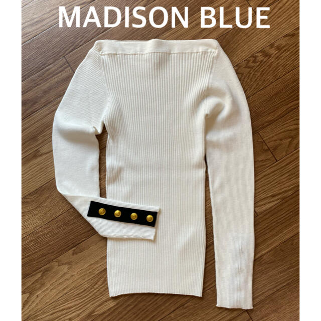 MADISONBLUE(マディソンブルー)の【MADISON BLUE】ボートネックリブニット/ホワイト/00 レディースのトップス(ニット/セーター)の商品写真