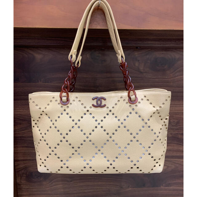 CHANEL - 希少 シャネル パンチング ココマーク トートバッグ キャビア