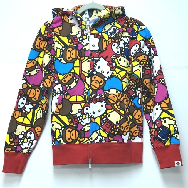 アベイシングエイプ A BATHING APE マイロ×サンリオキャラクターズ オール サファリ BAPE(ベイプ) フルジップ フーディー パーカー コットン マルチカラー 未使用