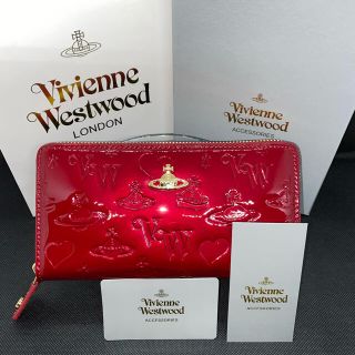 ヴィヴィアンウエストウッド(Vivienne Westwood)の【半額セール】新品　本物　長財布　エナメル　オーブ レッド 小銭入れ(財布)