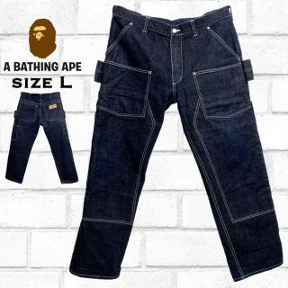 【美品】A BATHING APE ダブルニー ペインターパンツ デニム