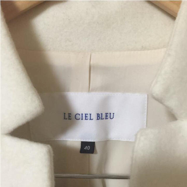LE CIEL BLEU(ルシェルブルー)の試着のみ ルシェルブルー  オフホワイト ロングメルトンチェスターコート レディースのジャケット/アウター(ロングコート)の商品写真