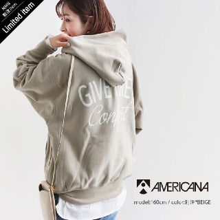 アメリカーナ(AMERICANA)のAMERICANA×MMN　アメリカーナ　ラフィー裏毛バックロゴパーカー(パーカー)