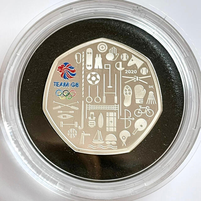 ロイヤルミント発行　東京オリンピック2020 50ペンスピエフォーカラー銀貨