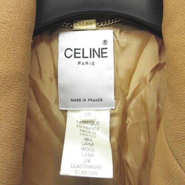 セリーヌ CELINE 美品 開襟 ジャケット ヘリンボーン 茶 38 S位 7