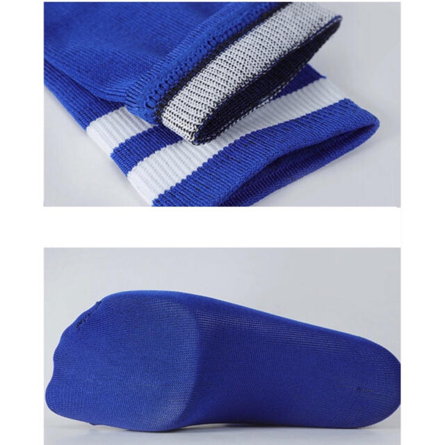 【2足セット】 サッカーソックス ライン シンプル 全2色 青 白 スポーツ メンズのレッグウェア(ソックス)の商品写真