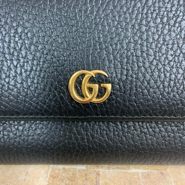 Gucci(グッチ)の【美品】GUCCI グッチ GGマーモント 上質レザー 長財布 ブラック 黒 レディースのファッション小物(財布)の商品写真