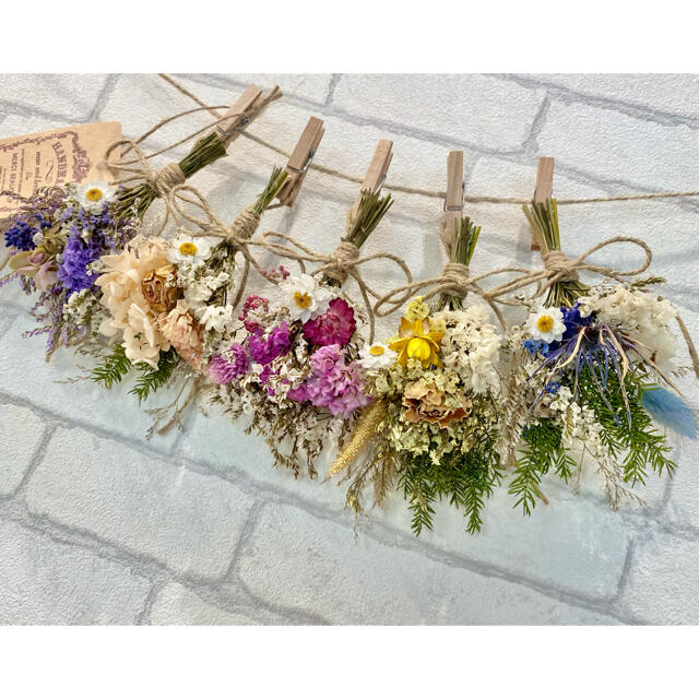ドライフラワー スワッグ ガーランド❁426カラフル 紫陽花 スターチス 花束