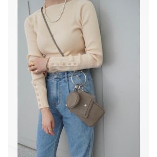 button sleeve rib knit / beige HYEON ヘヨン(ニット/セーター)