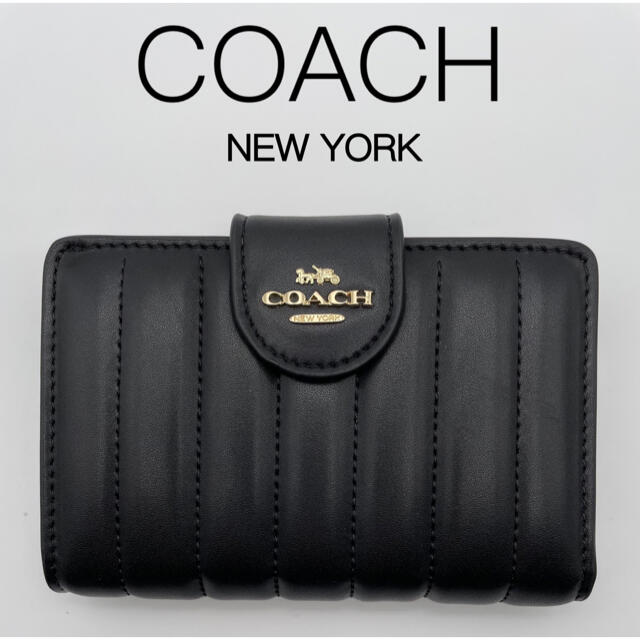 ✴︎COACH コーチ✴︎ 二つ折り財布 キルティングマットブラック 正規品