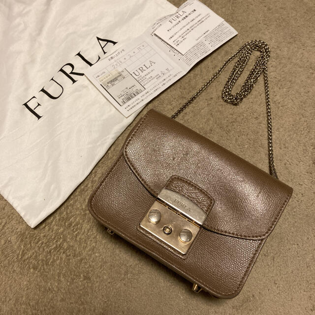 フルラ　FURLA メトロポリス　チェーンショルダーバッグ　グレー