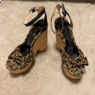 ジミーチュウ(JIMMY CHOO)のジミーチュウ　Jimmy 　ウェッジソール　レオパード　リボン　厚底サンダル(サンダル)