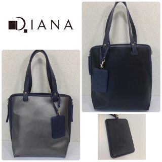 ダイアナ(DIANA)のDIANA ダイアナ リバーシブル トートバッグ ネイビー 黒 シルバー(トートバッグ)