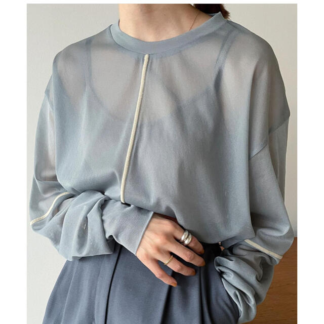 CLANE★SOLID SLEEVE SHEER L/S TOPS 　ブラック