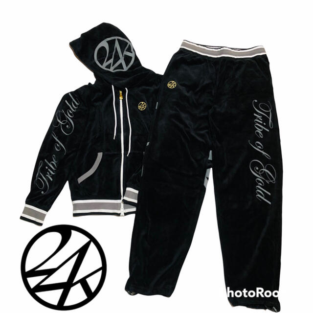 24karats - 24カラッツ ベロア ジャージ デカロゴ セットアップ M