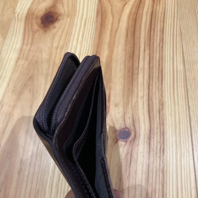 MUJI (無印良品)(ムジルシリョウヒン)の無印良品 ヌメ革 ラウンドファスナー 二つ折り財布 ブラウン ハンドメイドのファッション小物(財布)の商品写真