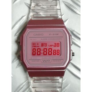 カシオ(CASIO)の即購入可【ラズベリーカラー】チープカシオ F-91WS-4JH(腕時計)