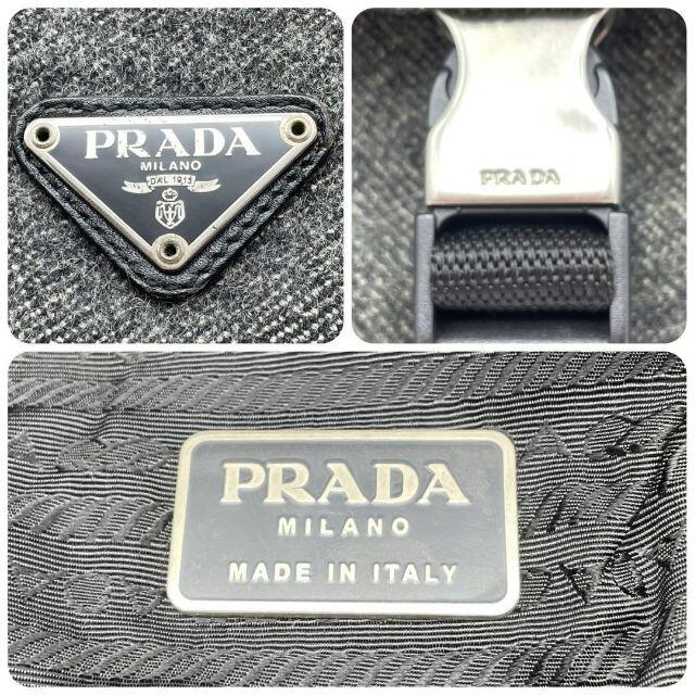 プラダ　メッセンジャーバッグ　ツイードショルダーバッグ　フェルト　グレー メンズのバッグ(メッセンジャーバッグ)の商品写真