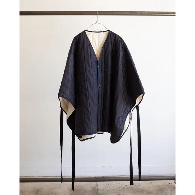 ANCELLM 21AW QUILTING OVER PONCHO (NAVY)