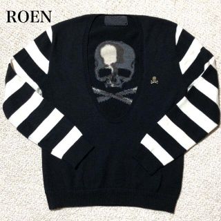 ロエン(Roen)のROEN ニット 46/ロエン スカル ボーダー オーバルネック ウールセーター(ニット/セーター)