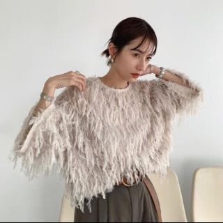 ステュディオス(STUDIOUS)のCLANE クラネ　FRINGE LACE TOPS ホワイト サイズ2(ニット/セーター)